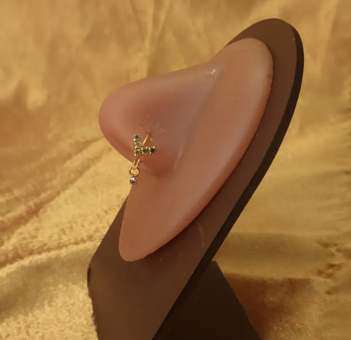 YonidaPunani V-Shaped Dangling Gemstone Nose Hoop