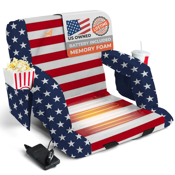 undefined Heated Stadium Seat with Back Support for Camping, Games & Sports