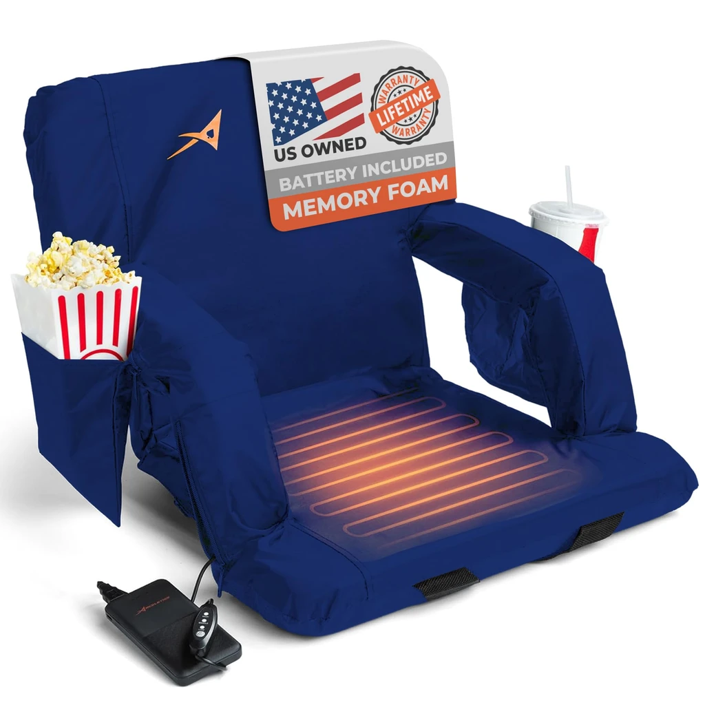 Aceletiqs Heated Stadium Seat with Back Support for Camping, Games & Sports