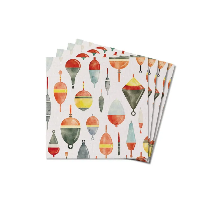 Rustic Marlin Watercolor Buoy Coaster Set