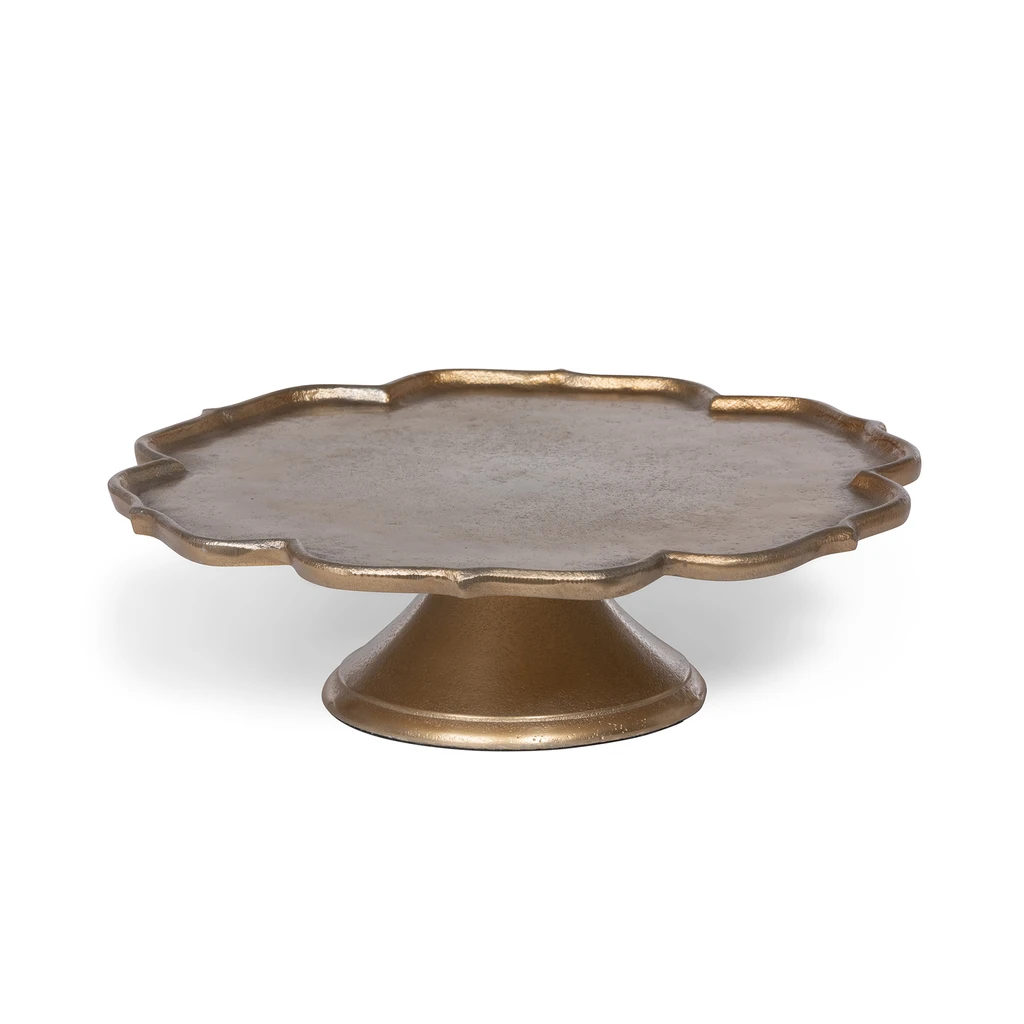 Park Hill Scalloped Edge Cast Aluminum Cake Plate