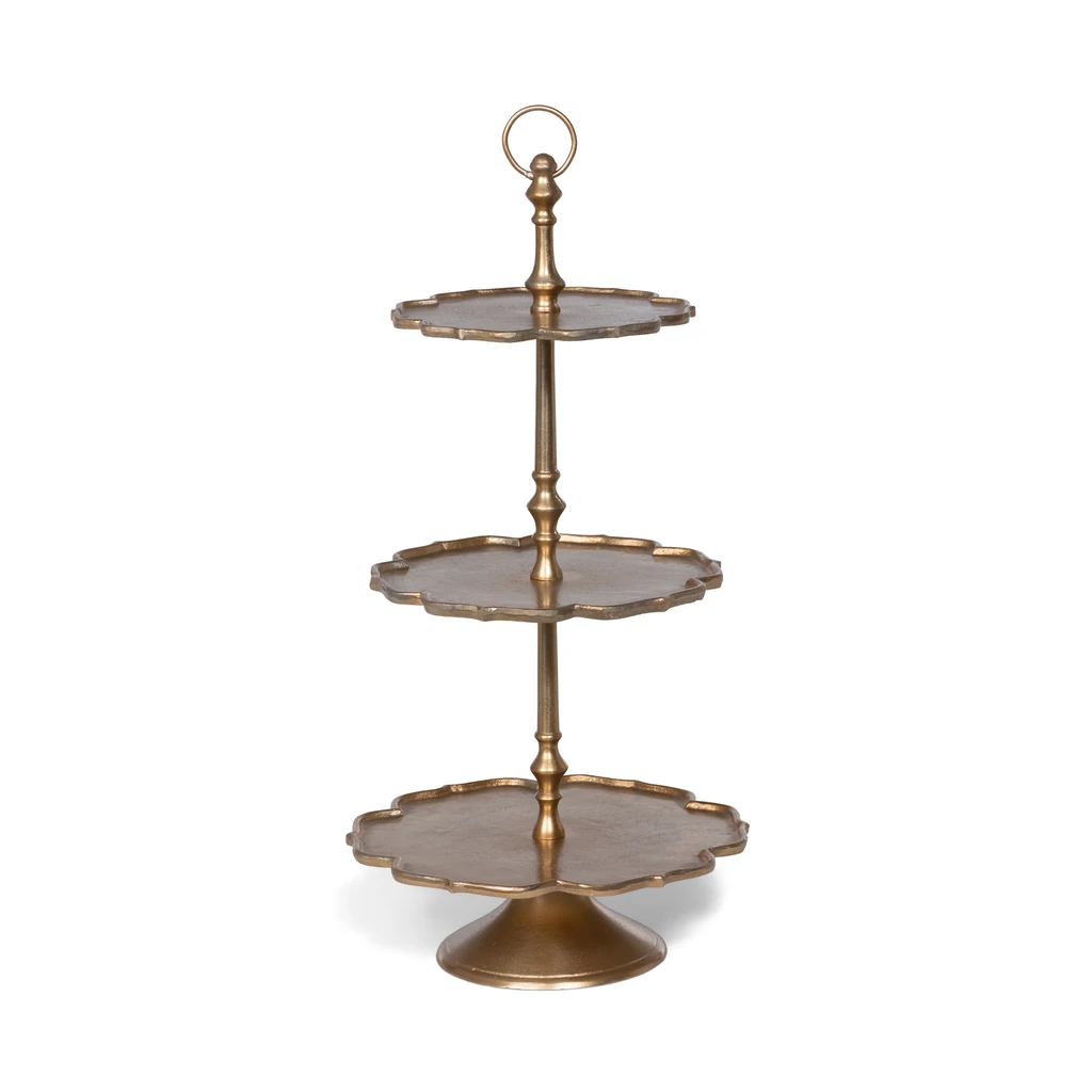 Park Hill Scalloped Edge Cast Aluminum Tiered Server