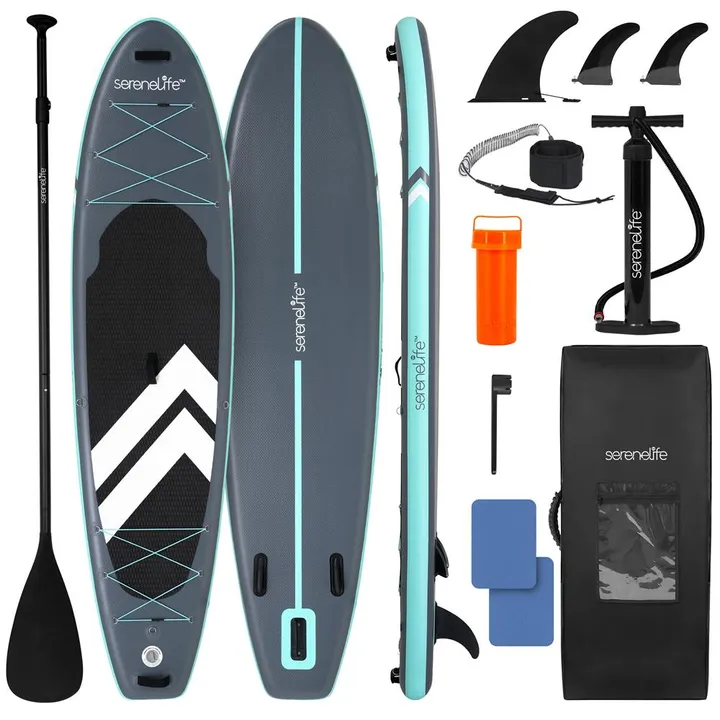 SereneLife Inflatable Stand-Up Paddle-Board - 8 Piece