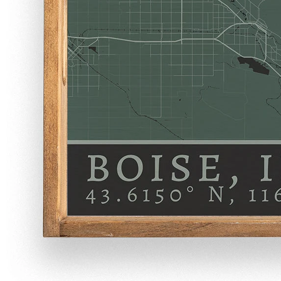 Rustic Marlin Map Boise City Grid Wooden Serving Tray
