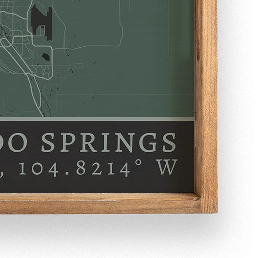 Rustic Marlin Map Colorado Springs City Grid Wooden Serving Tray