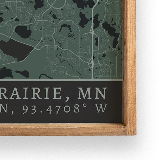 Rustic Marlin Map Eden Prairie City Grid Wooden Serving Tray