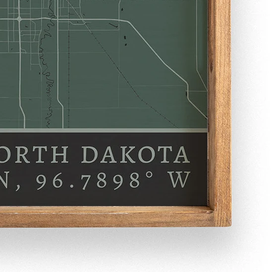 Rustic Marlin Map Fargo City Grid Wooden Serving Tray