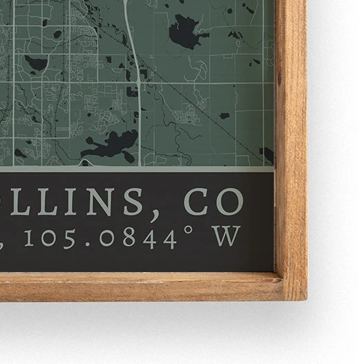Rustic Marlin Map Fort Colllins City Grid Wooden Serving Tray