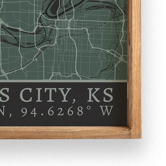Rustic Marlin Map Kansas City City Grid Wooden Serving Tray