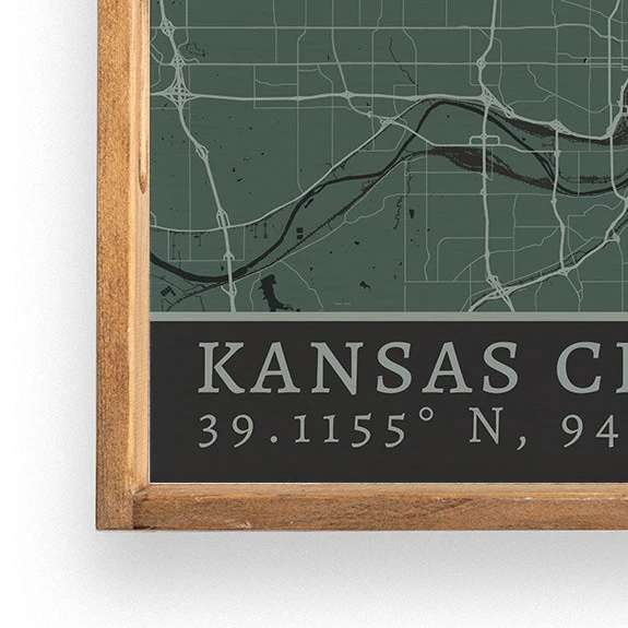 Rustic Marlin Map Kansas City City Grid Wooden Serving Tray