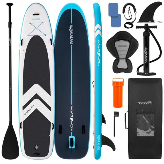 SereneLife Inflatable Stand-Up Paddle-Board - 8 Piece