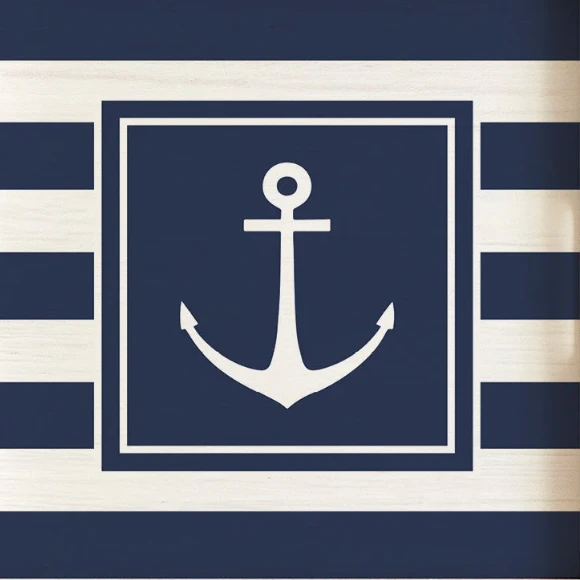 Rustic Marlin Navy Anchor Stripes Wooden Serving Tray