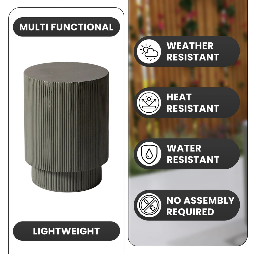 LeisureMod Eden Series Side Table in Fiberstone Round Accent Table for Home