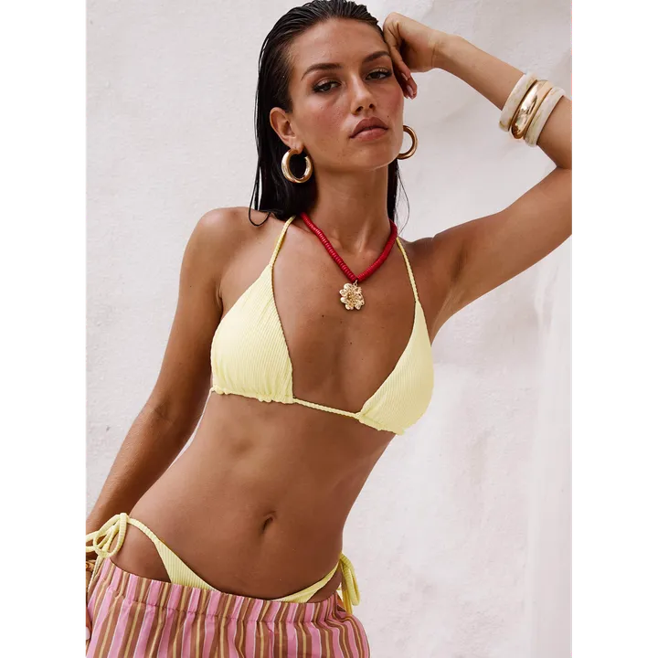 Princess Polly Nevaeh Ribbed Triangle Bikini Top