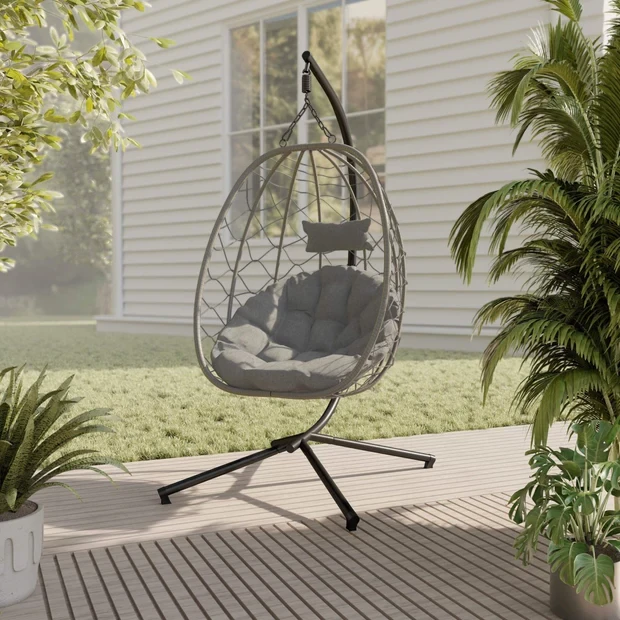 LeisureMod Summit Outdoor Single Person Egg Swing Chair