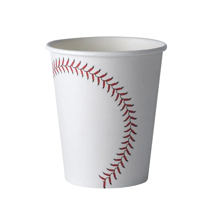 Hammont Baseball Themed 9 Oz Disposable Paper Cups