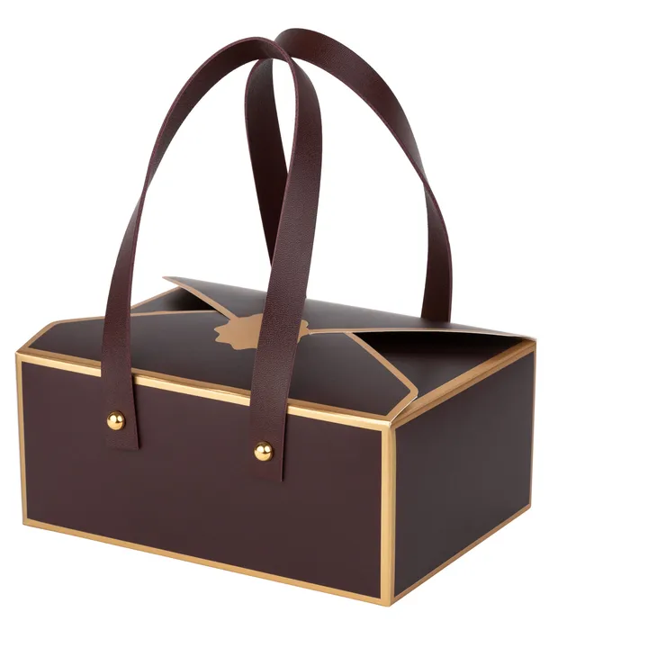 Hammont Maroon Cookie Boxes 8 Pack of Bakery Gift Boxes W/ Leather Handle