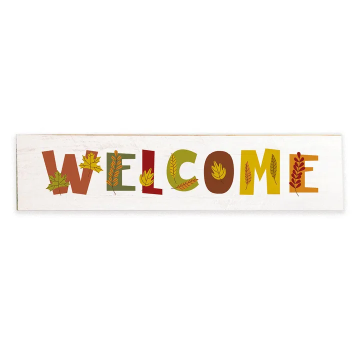 Rustic Marlin Fall Leaves Welcome Barn Wood Sign