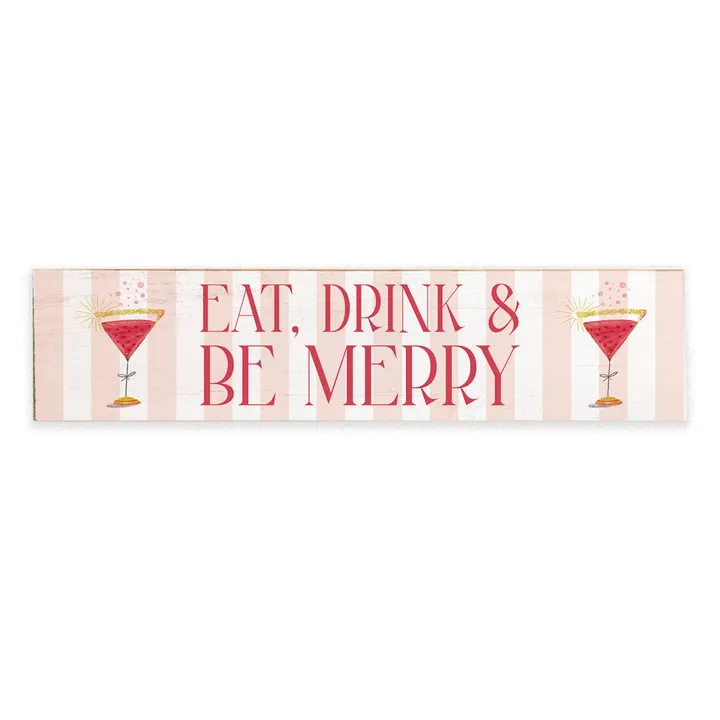 Rustic Marlin Eat, Drink, & Be Merry Martini Barnwood Sign