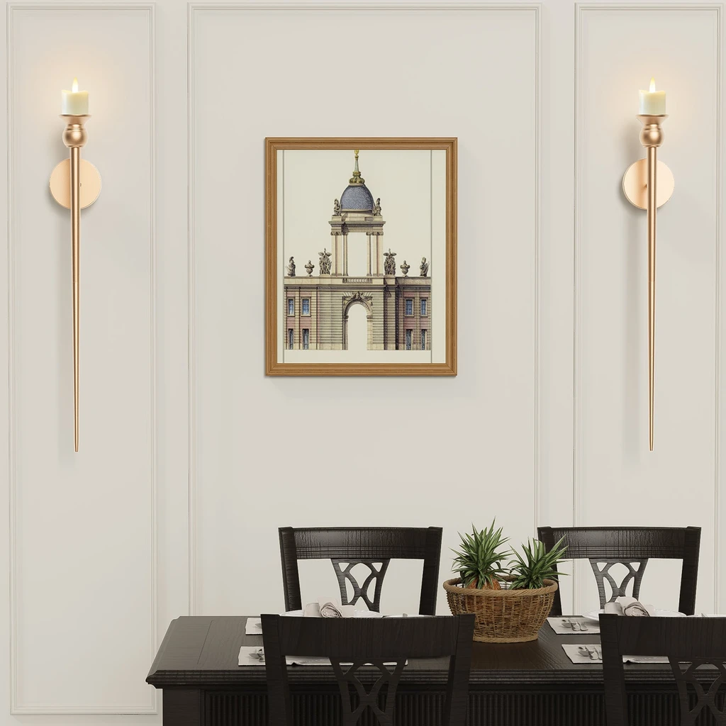 EP Light Vintage Gold Wall Candle Holders With Electronic Candles