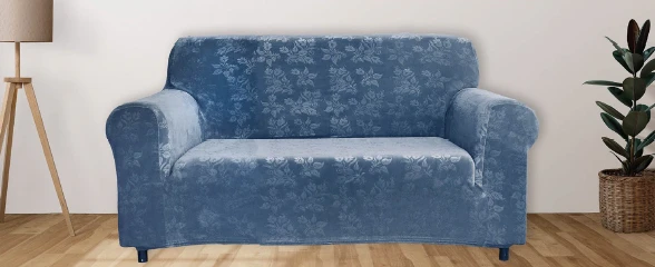 J&V TEXTILES Floral Pattern Velvet Stretch Slipcover - Comes in 3 Sizes & 4 Colors!