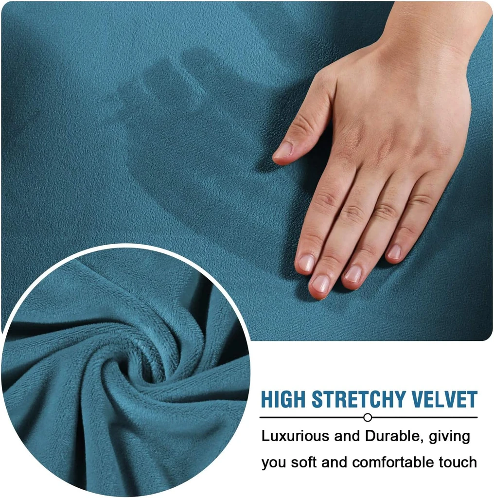 J&V TEXTILES Floral Pattern Velvet Stretch Slipcover - Comes in 3 Sizes & 4 Colors!