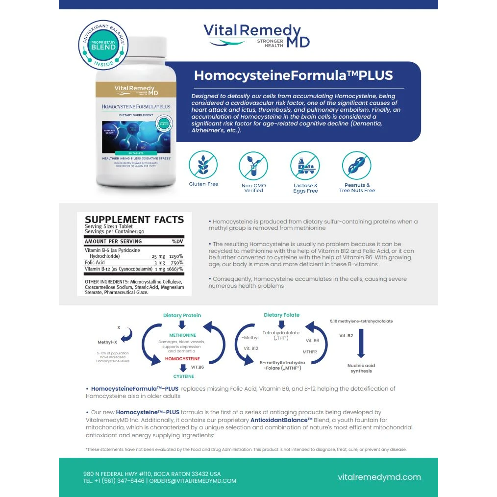 VitalRemedyMD Homocysteine Formula - Plus