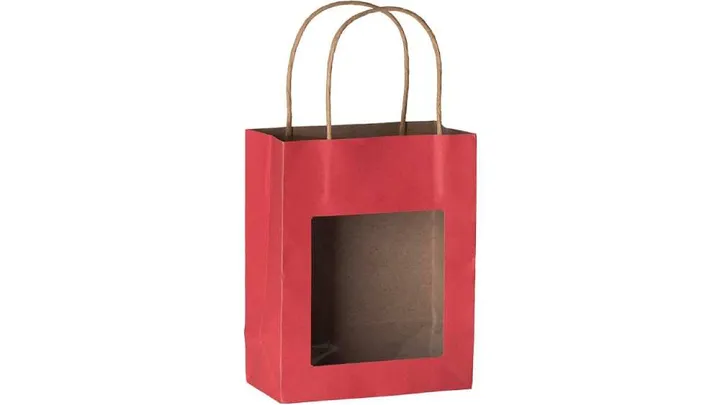 Hammont Kraft Paper Bag With Window - 20 Pack