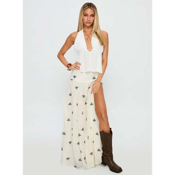 Princess Polly Cinnamon Embroidered Maxi Skirt
