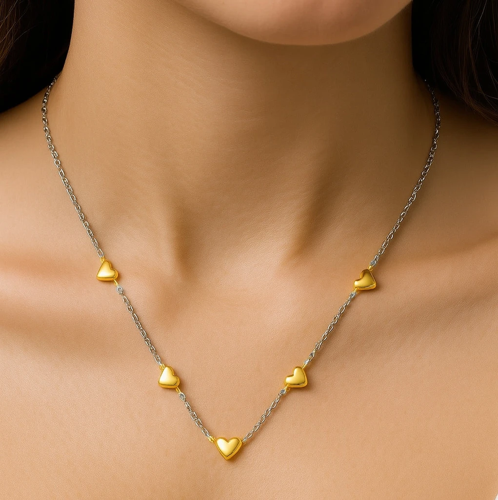 Donatello Gian Two-Tone Heart Necklace