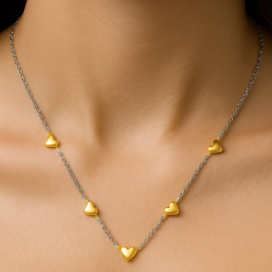 Donatello Gian Two-Tone Heart Necklace