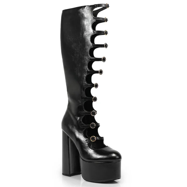 Shoe Time Women's Punk Style Thick Platform Chunky Heel Boots