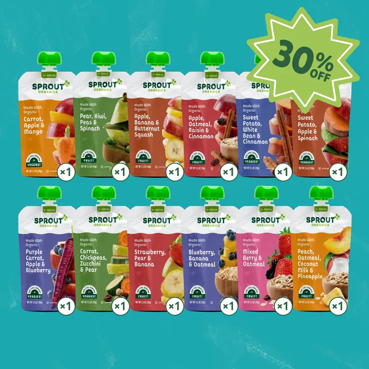 Sprout Organics Ultimate 6+ Months Baby Food Variety Pack - 12 Tasty Purees