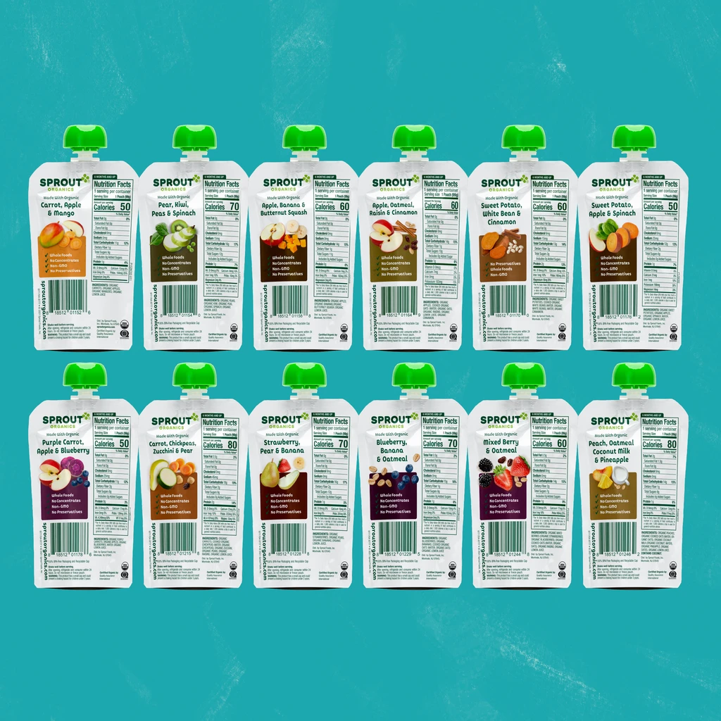 Sprout Organics Ultimate 6+ Months Baby Food Variety Pack - 12 Tasty Purees