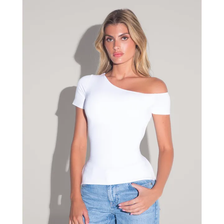 TA3 Shapey Short Sleeve One Shoulder Top