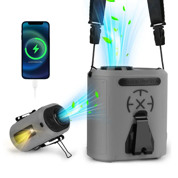 Directdeals Portable Belt Fan 10000mAh, 5 Speeds