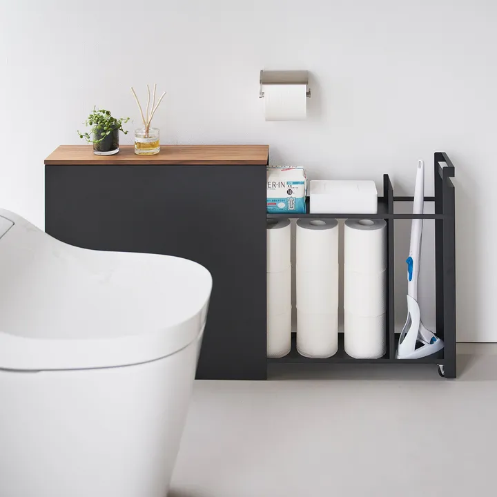 Yamazaki Home Pull-Out Bathroom Storage Cabinet - Steel + Wood