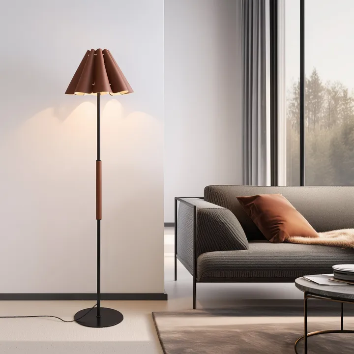 EP Light Floor Lamp With Leather Lampshade
