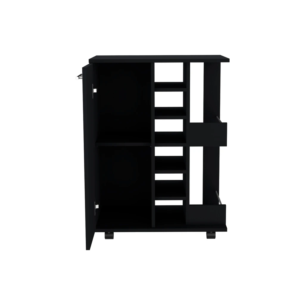DEPOT E SHOP LLC Magda Bar Cart, Four Casters, Six Built-in Wine Rack