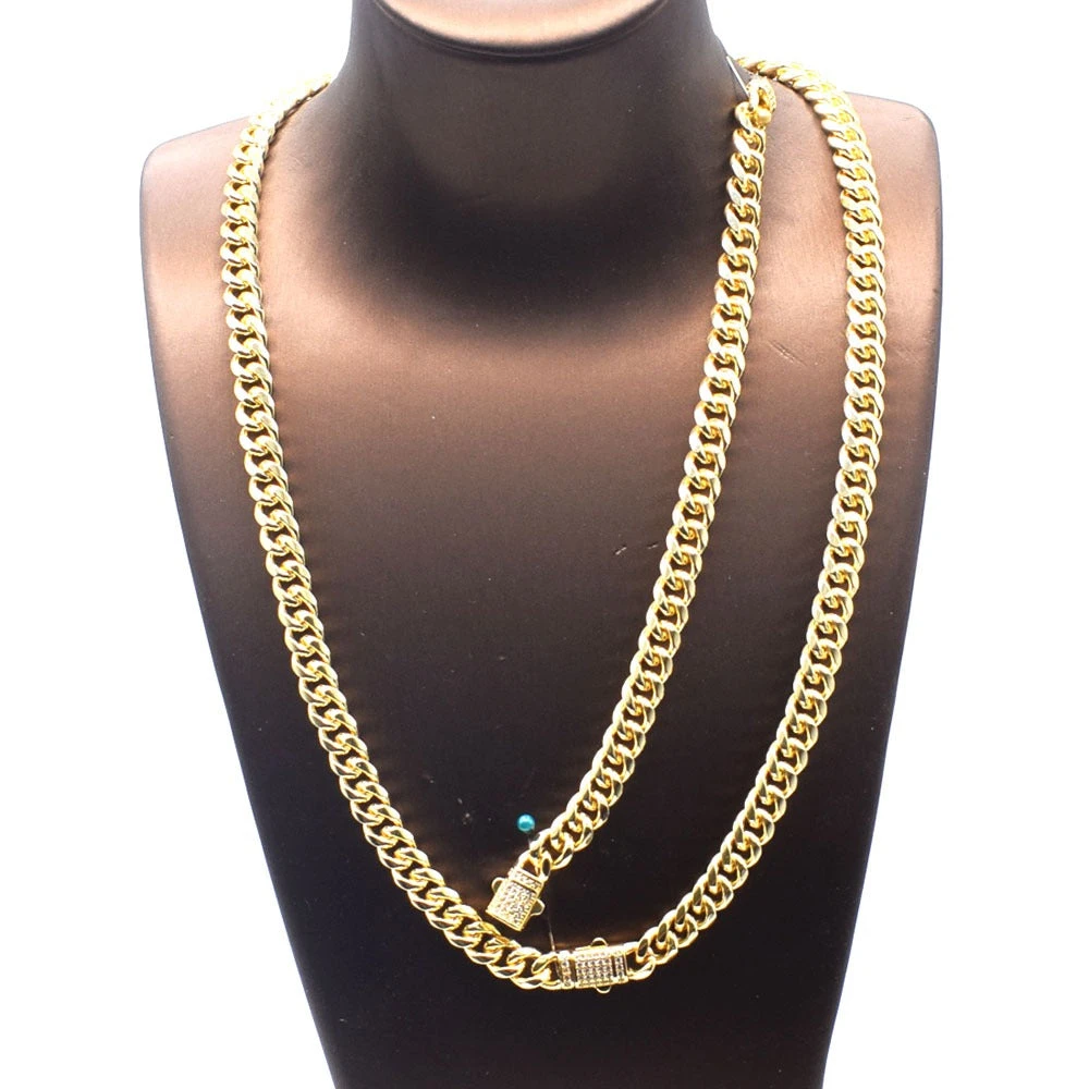 JoeyTheJewelryNY 18k Gold Plated Hip Hop Cuban Link Necklace & Bracelet Set