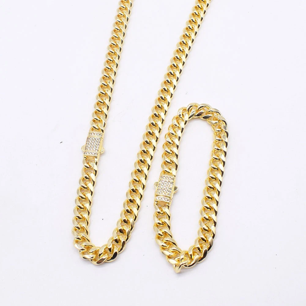 JoeyTheJewelryNY 18k Gold Plated Hip Hop Cuban Link Necklace & Bracelet Set