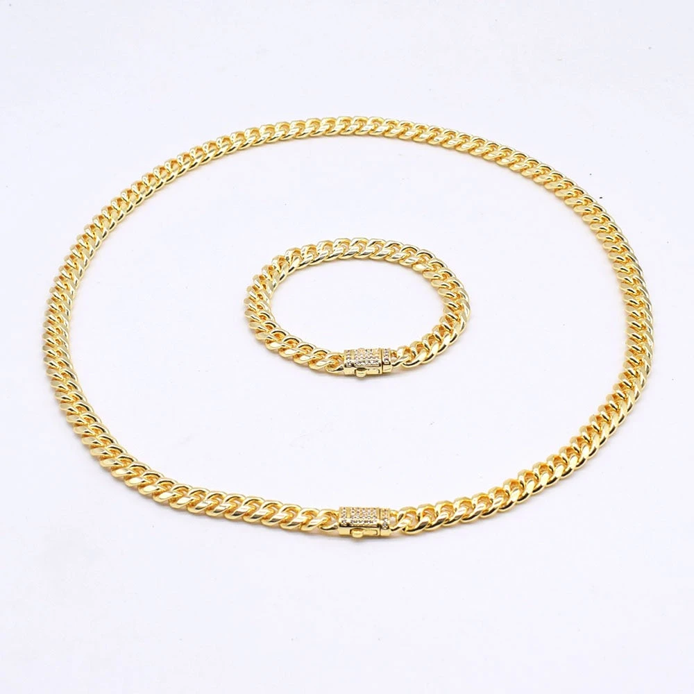 JoeyTheJewelryNY 18k Gold Plated Hip Hop Cuban Link Necklace & Bracelet Set