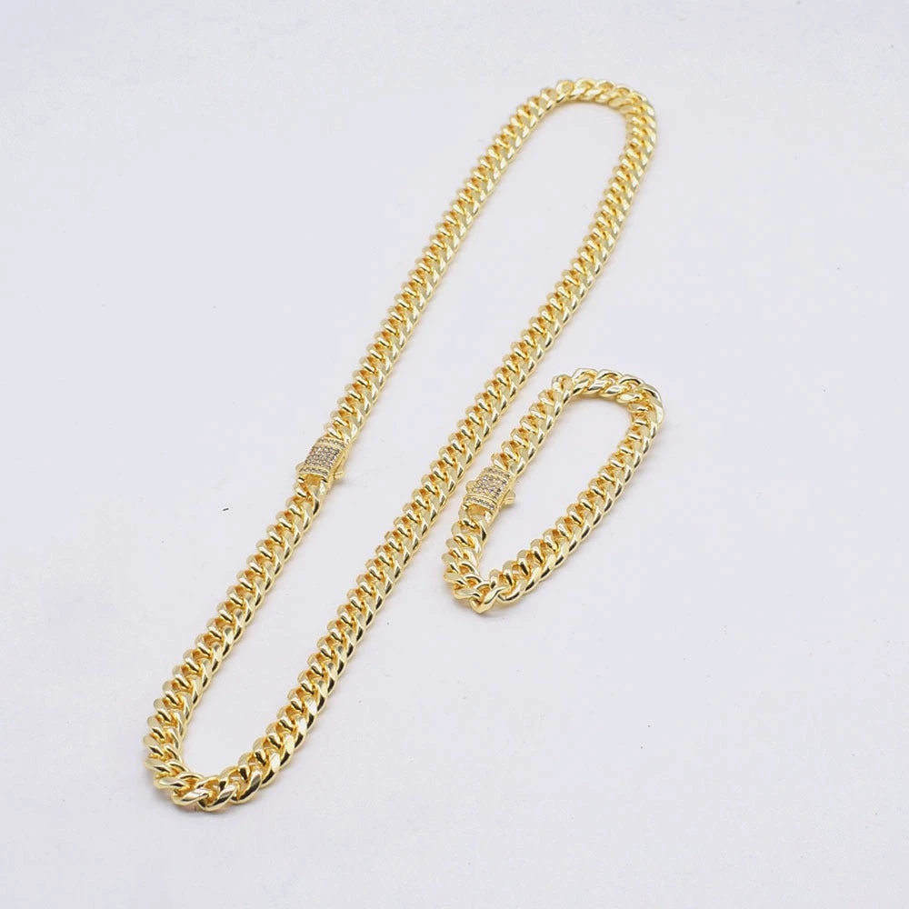 JoeyTheJewelryNY 18k Gold Plated Hip Hop Cuban Link Necklace & Bracelet Set