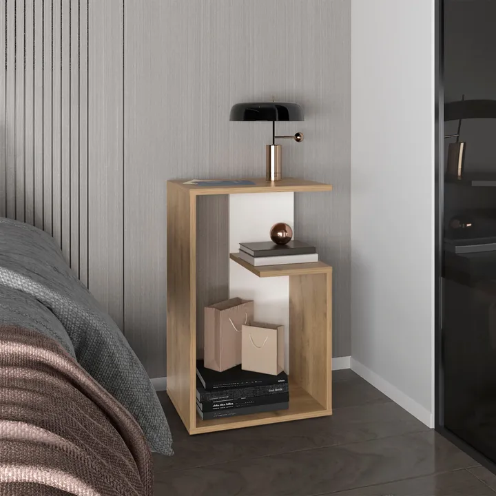 DEPOT E SHOP LLC Stebbins Modern Side Table with 2 Open Shelves