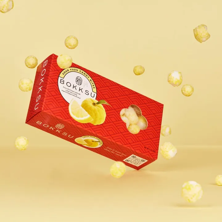 Bokksu Market Sour Yuzu Candy Bites - 1-Pack Freeze-Dried Sour Candy Dusted with Real Yuzu Powder, Crunchy, Melt in Your Mouth, Bite-Sized
