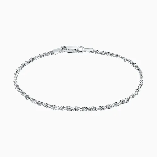 PORI JEWELRY Sterling 2mm Diamond Cut Rope Chain Bracelet