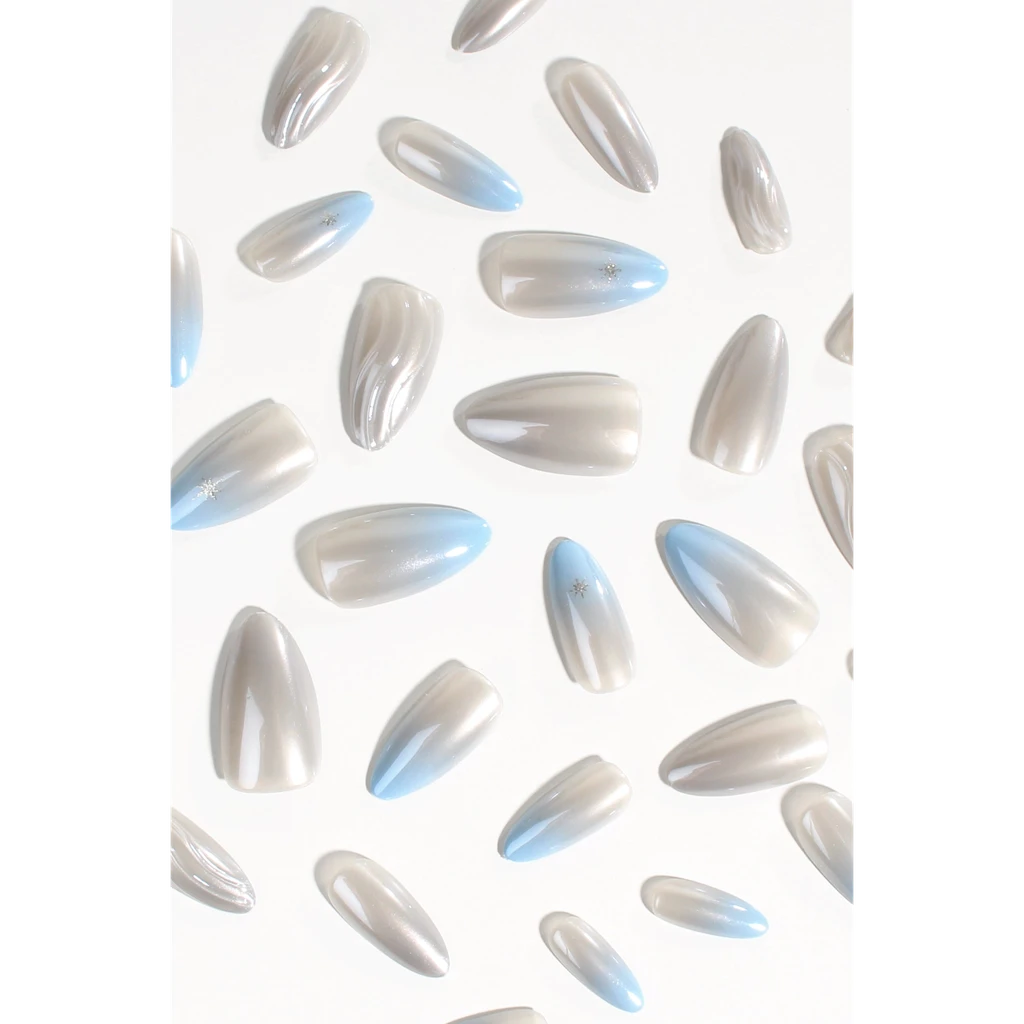 Bonmuz Silver Tide | Soft & Durable Press-On Nails