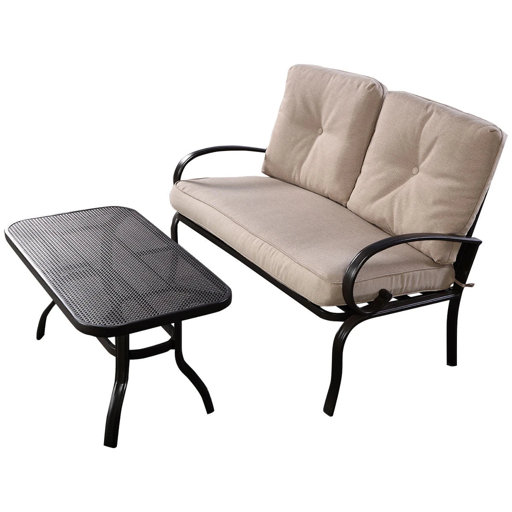 Directdeals 2 Pieces Patio Outdoor Cushioned Coffee Table Seat