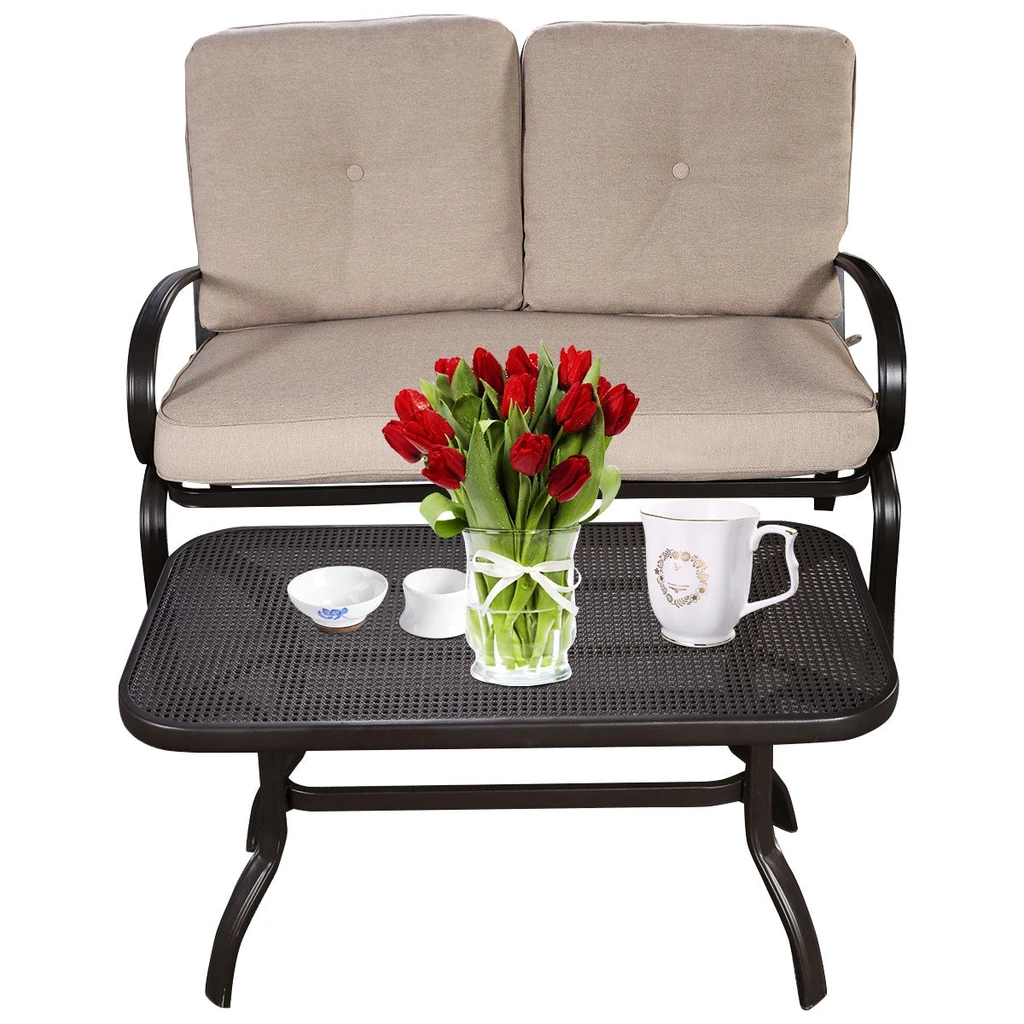 Directdeals 2 Pieces Patio Outdoor Cushioned Coffee Table Seat