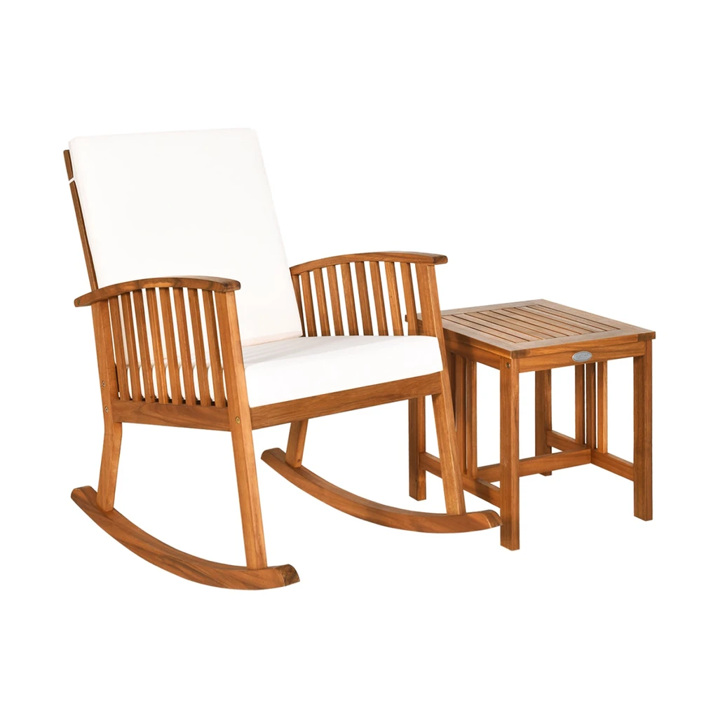Directdeals Acacia Wood Patio Rocking Chair Table Set